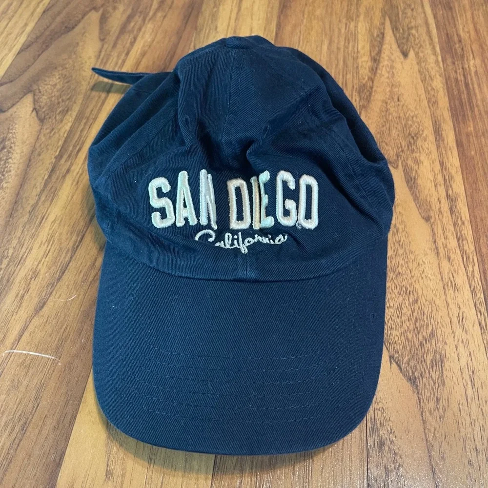San Diego California Souvenir Hat Navy Blue Cotton Adjustable Baseball Cap OSFM